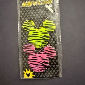 Disney Mickey Mouse Zebra Keychains - Neon Pink and Neon Yellow